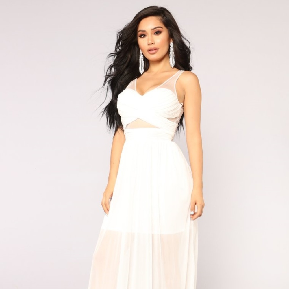 Fashion Nova Plaza Mesh Dress - Ivory